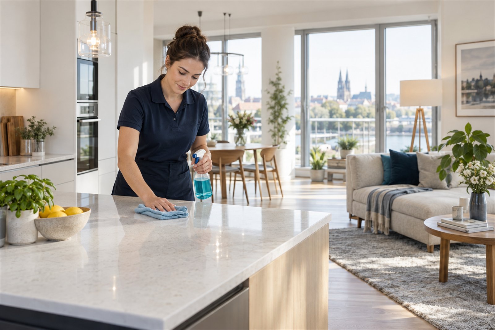 Professionelle Reinigung einer modernen Wohnung
